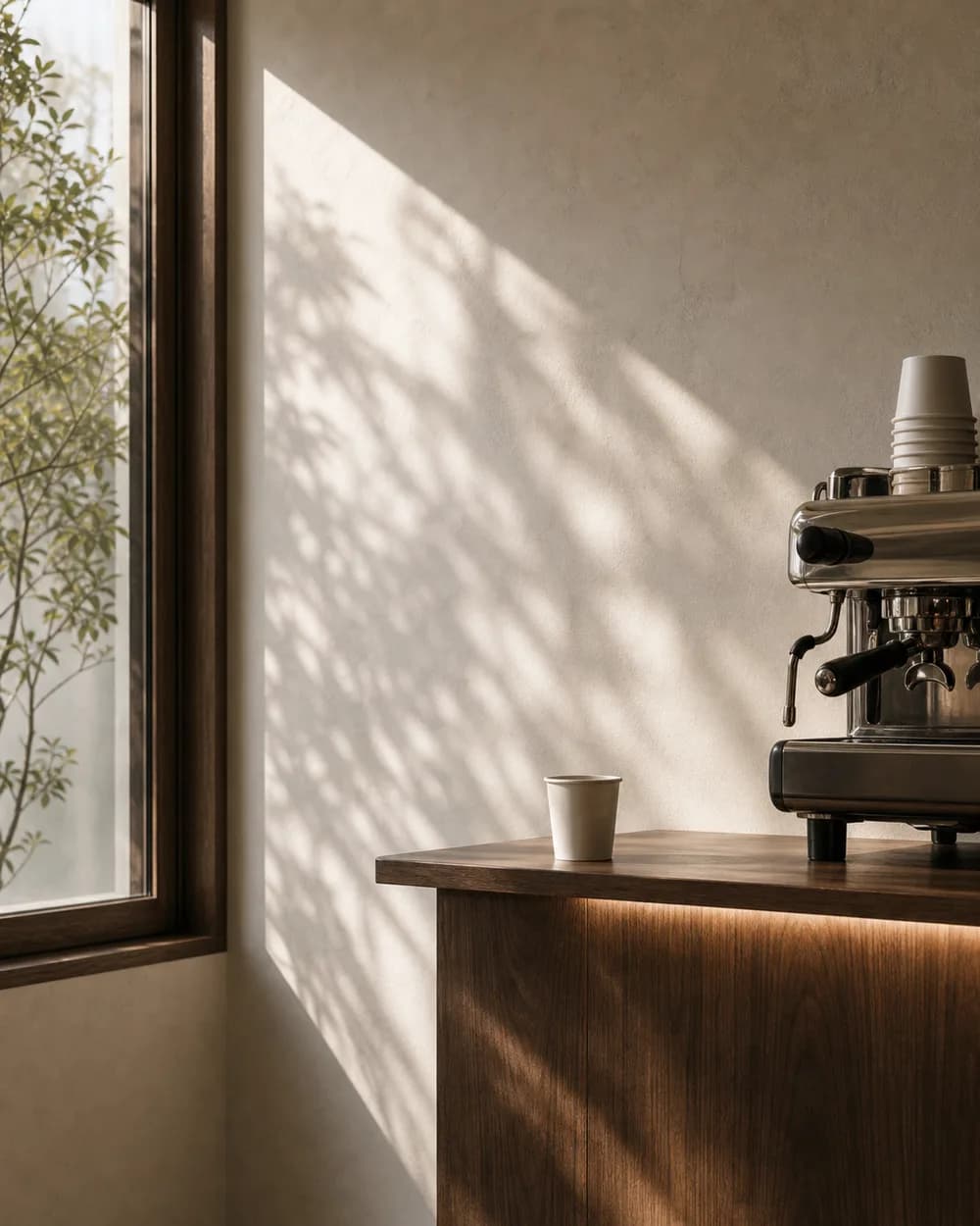 bar counter, morning light