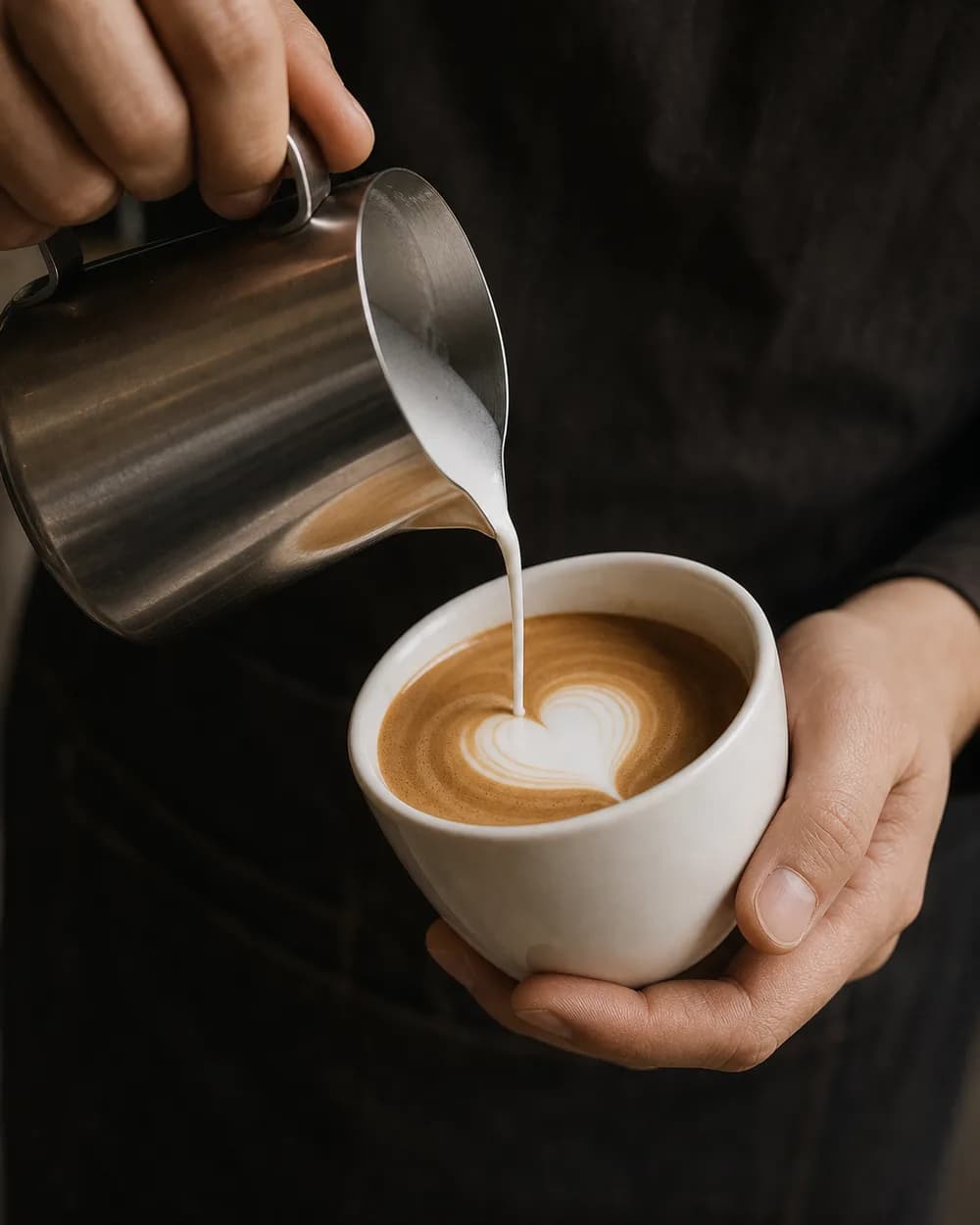 hands, mid-pour